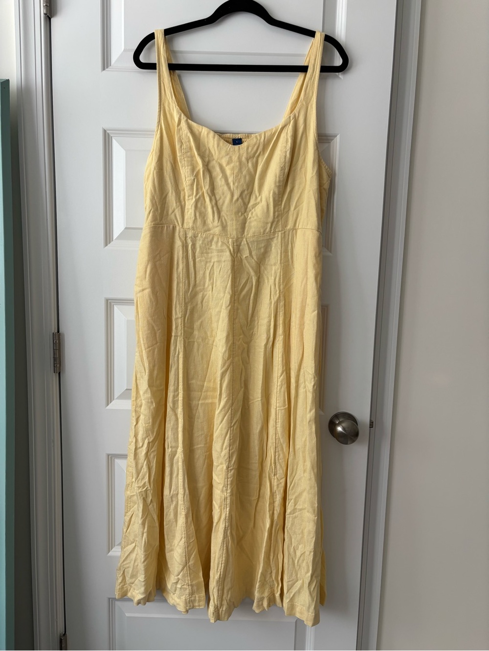 Old Navy Light Yellow Sleeveless A-Line Linen Dress L